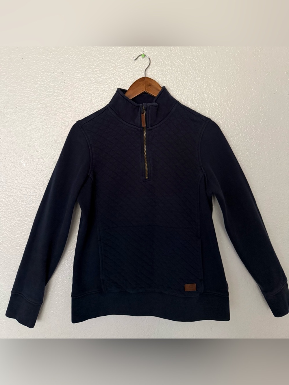 L.L. Bean Navy Quilted Half‑Zip Pullover women’s size small reg